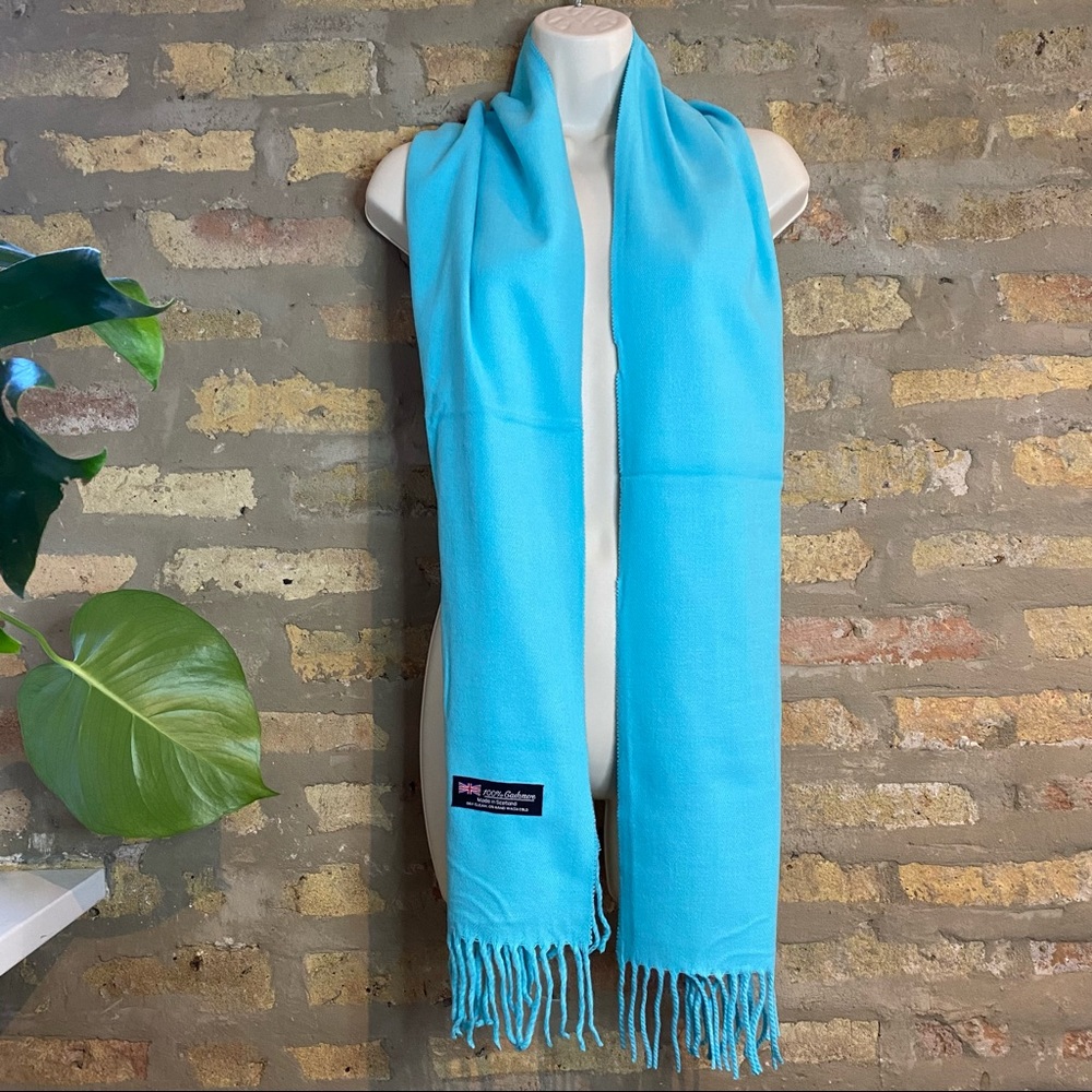 100% CASHMERE TEAL SCARF
